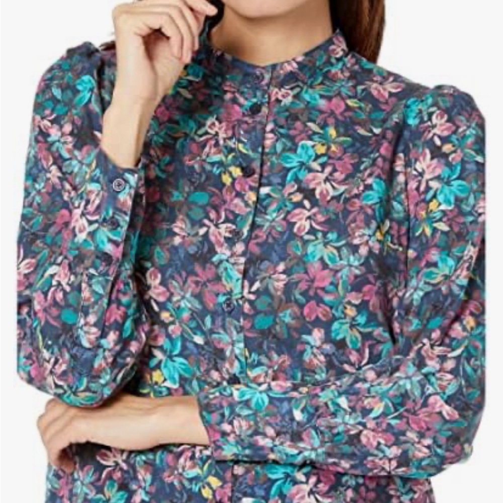 Kut From The Kloth Womens Top  Floral Button Up Blouse Long Sleeve Azariah Sz XL